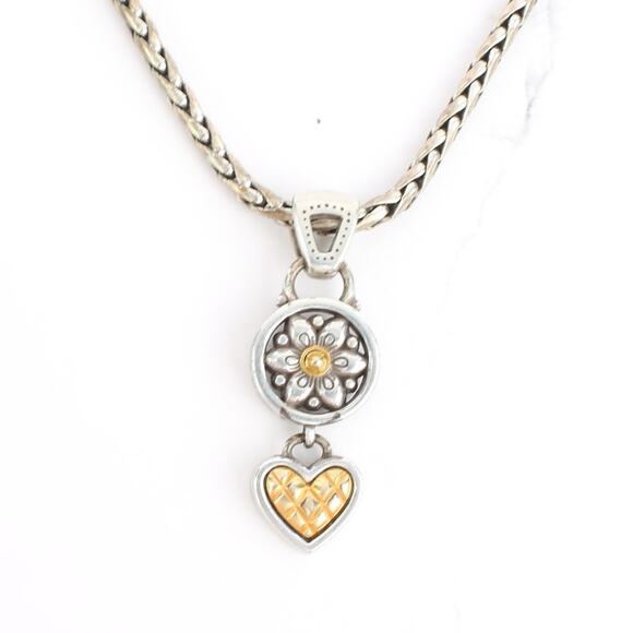 Brighton Silver/Gold Necklace With Dual Pendant - Picture 1 of 5